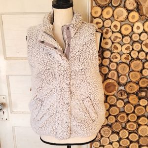 Thread + Supply Silver Fluffy Fuzzy Hand Sewn Teddy Vest NEW Size Sm